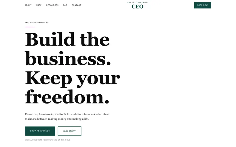 The 20-Something CEO website homepage